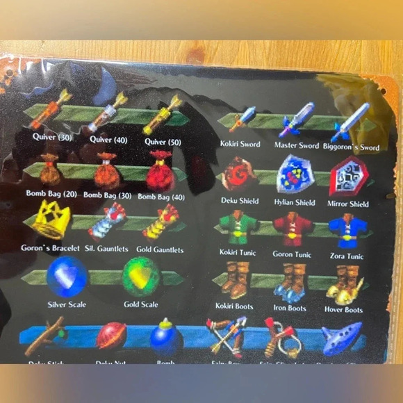 The Legend of Zelda Ocarina of Time - Complete Inventory - Metal Sign - 🌲 🗡️ - Picture 12 of 12